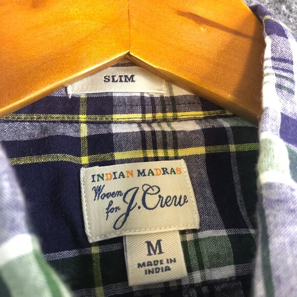 J Crew Shirt Mens Medium Blue Indian Madras Long Sleeve Plaid Button Cotton - Picture 2 of 9